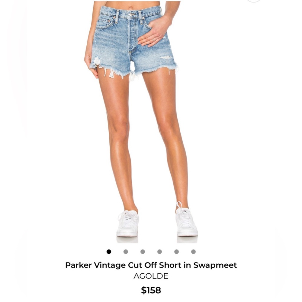 AGOLDE Parker Frayed Hem High-Rise Denim Shorts - Light Blue